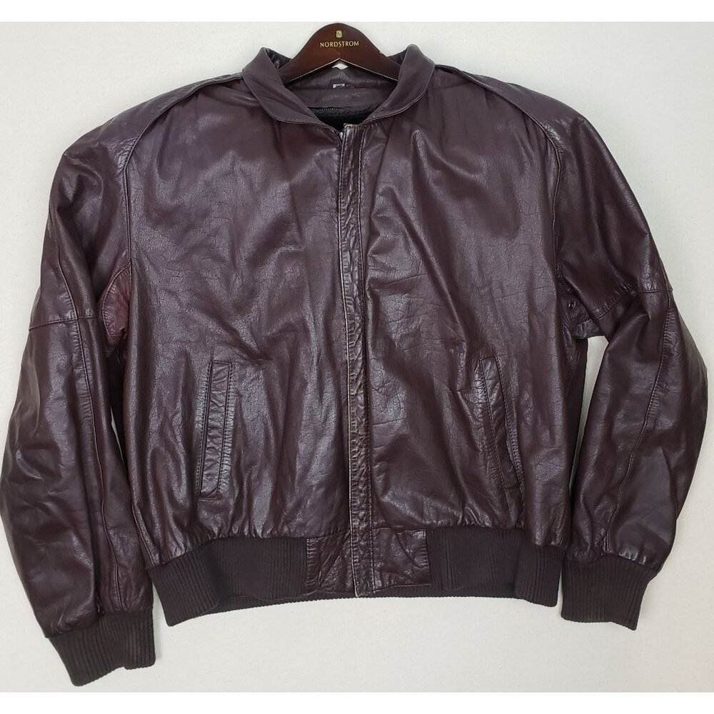 Saddlery Cooper Collection Mens Brown Leather Removable Lined Jacket Sz L 44 VTG